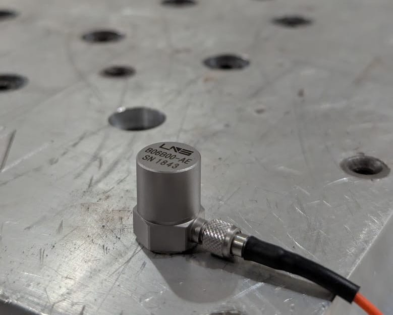 LNS B06B00 IEPE Accelerometer on Shaker